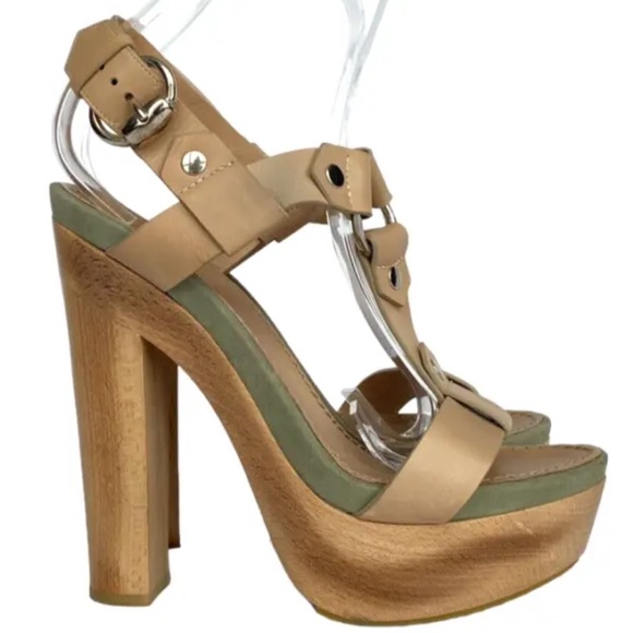 GUCCI Tan Calf Leather Ankle Strap Open Toe Platform Sandals, Size 40 - Picture 4 of 11